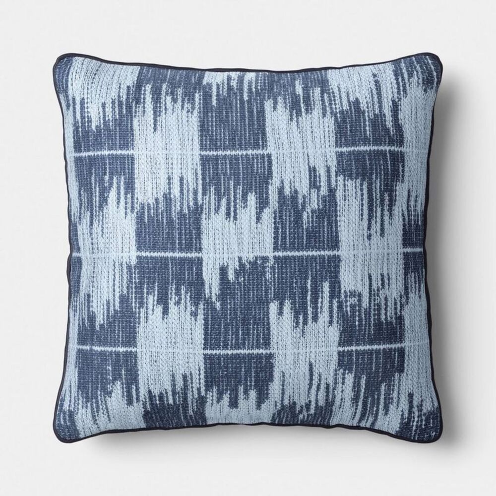 18"x18" Ikat Woven Pillow Light Blue/Navy - Threshold